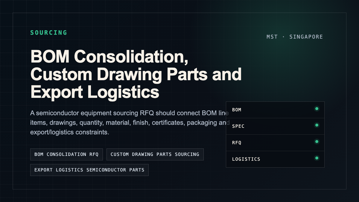 BOM Consolidation, Custom Drawing Parts and Export Logistics for Semiconductor Equipment RFQs visual