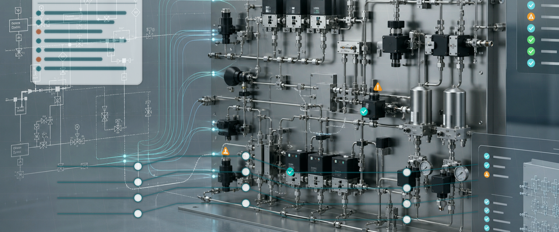 MFC VCR fitting and valve layout BOM context for semiconductor gas panel automation