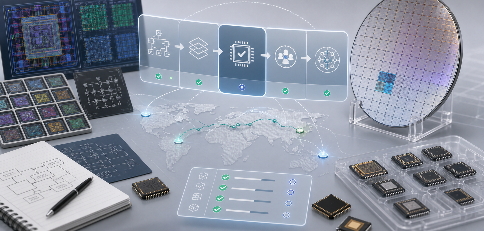 Open-source silicon chip layouts moving through MPW route screening, PDK compatibility and packaged prototypes